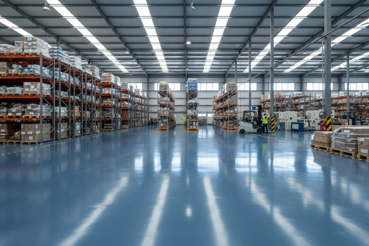 Piso industrial con recubrimiento epóxico